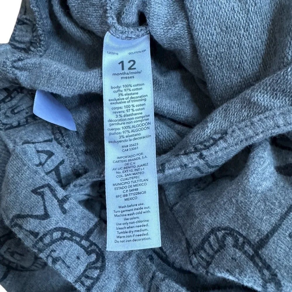 Carter’s Gray Lion Overall Baby Boy 12M
